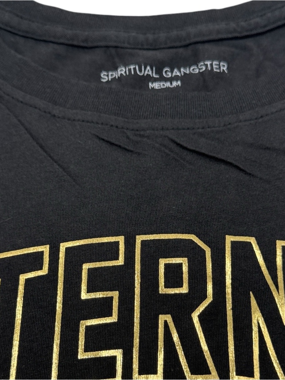 NWT Spiritual Gangster Eternal Optimist Jade Tank Top Black Gold Size Medium - Picture 6 of 11